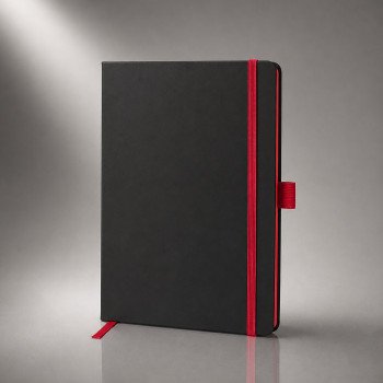 Блокнот "ColorNote Black", твердая обложка A5, 80 листов, черный с красным (Р)