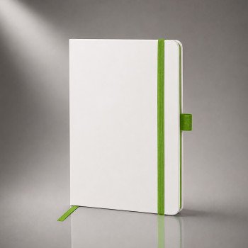 Блокнот "ColorNote White", твердая обложка A5, 80 листов, белый и зеленое яблоко