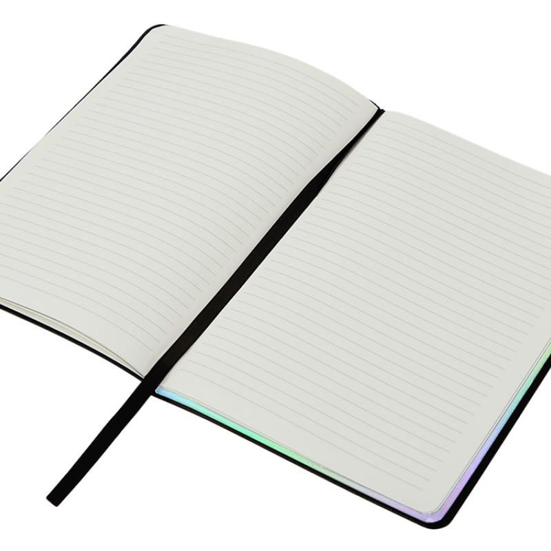 Блокнот А5 в гибкой обложке "Fellini" с голографическим срезом, черный