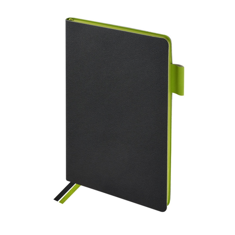 Блокнот А5 "Boston", черный с салатовым срезом