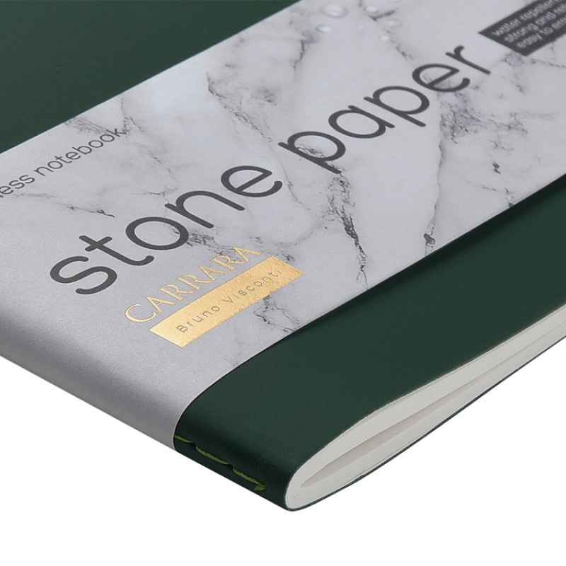 Тетрадь с каменной бумагой А5 "Carrara" 40 л., линейка, зеленый