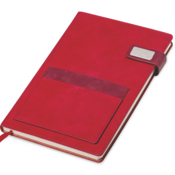 Бизнес блокнот А5 "Freya" с клапаном и карманом для визиток, твердая обложка, 128 листов, красный и бор