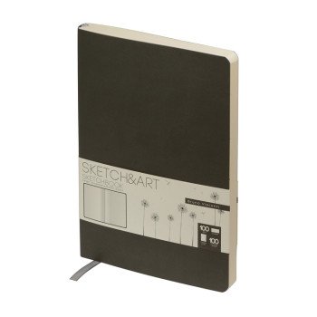 Скетчбук "Sketch & Art" в мягком переплете 140х210 мм, 100 л. бежевой бумаги 100 гр., серый