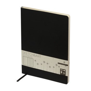 Скетчбук "Sketch & Art" в мягком переплете 179х250 мм, 80 л. бежевой бумаги 100 гр., черный