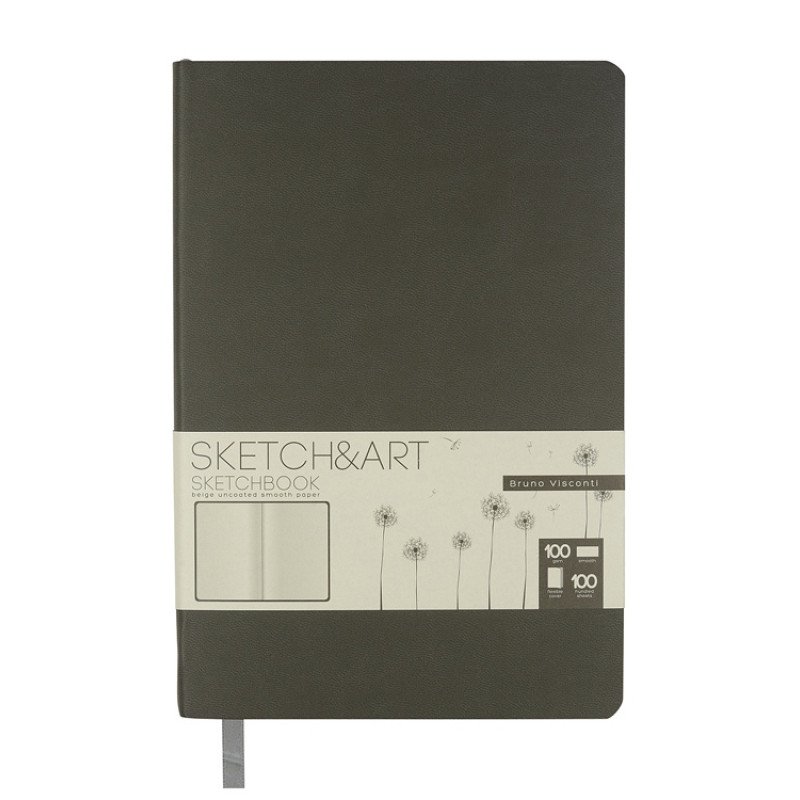 Скетчбук "Sketch & Art" в мягком переплете 140х210 мм, 100 л. бежевой бумаги 100 гр., серый