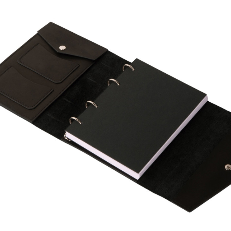 Блокнот кожаный А5 на кольцах, черный