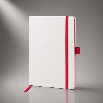 Блокнот "ColorNote White", твердая обложка A5, 80 листов, белый с красным