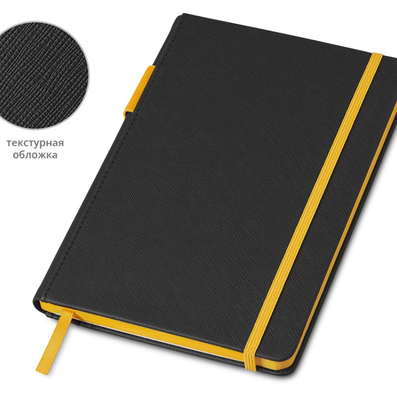 Бизнес блокнот "Bossy Junior" с цветным срезом, твердая обложка, 96 листов, черный и желтый