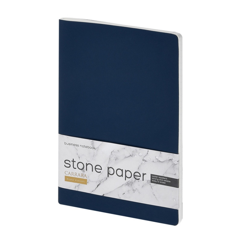 Тетрадь с каменной бумагой А5 "Carrara" 40 л., линейка, темно-синий
