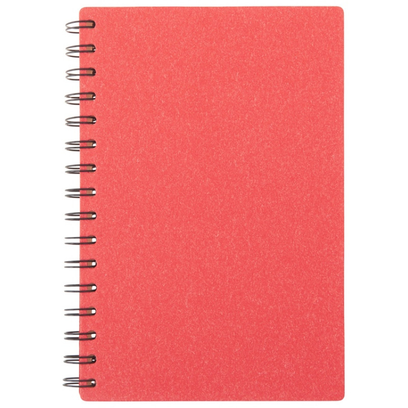 Блокнот на спирали в картонной обложке с переработанной бумагой "Mania", красный