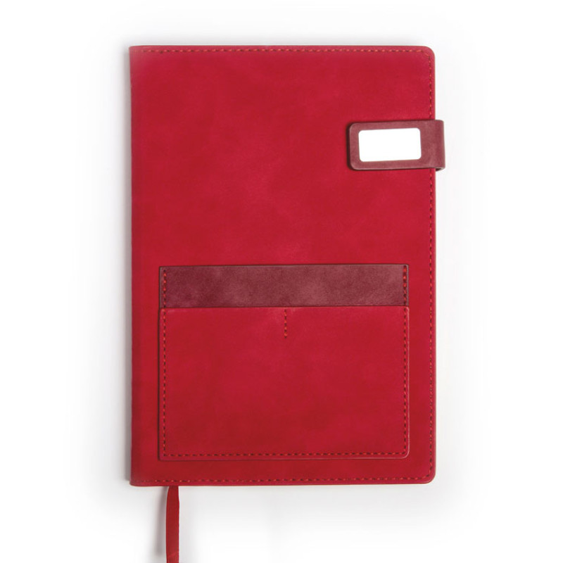 Бизнес блокнот А5 "Freya" с клапаном и карманом для визиток, твердая обложка, 128 листов, красный и бор