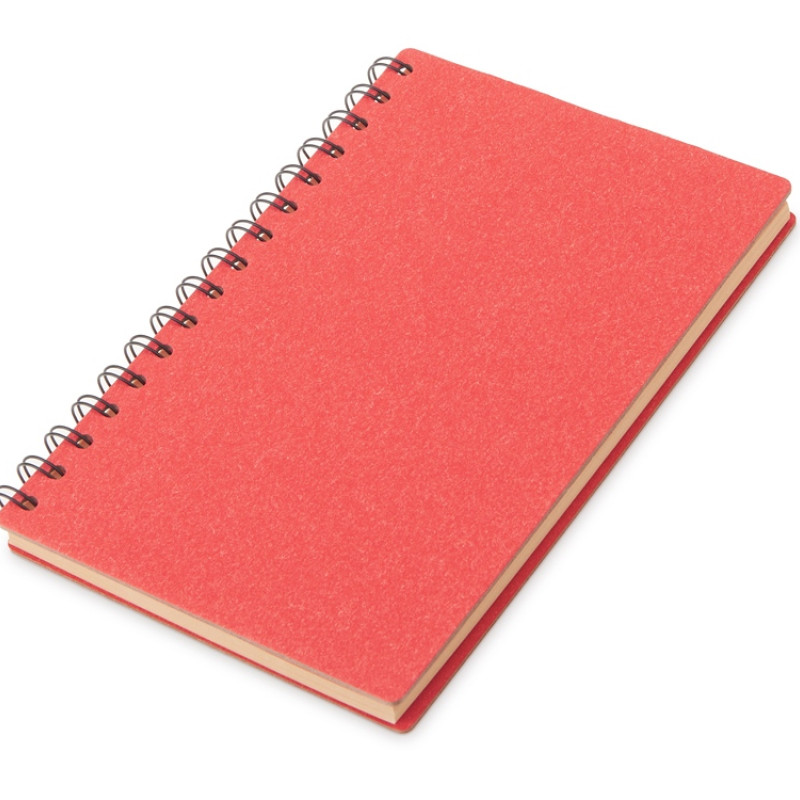 Блокнот на спирали в картонной обложке с переработанной бумагой "Mania", красный