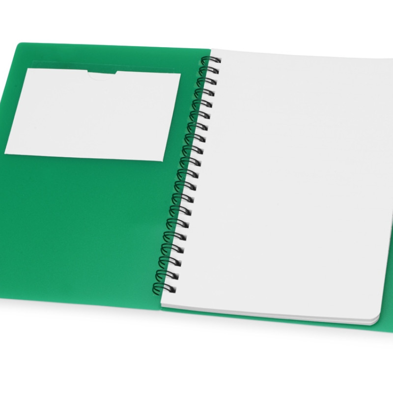 Блокнот "Контакт" с ручкой, зеленый