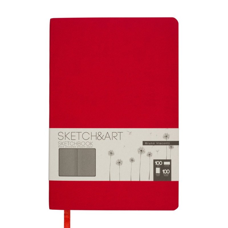 Скетчбук "Sketch & Art" в мягком переплете 140х210 мм, 100 л. черной бумаги 100 гр., красный Скетчбук "Sketch & Art" в мягком переплете 140х210 мм, 100 л. черной бумаги 100 гр., красный
