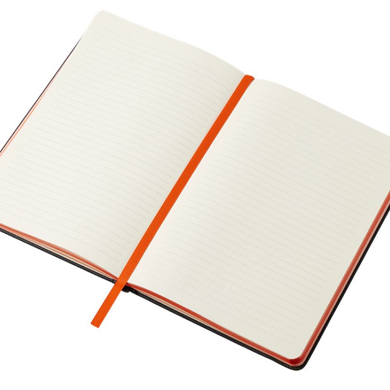 Бизнес блокнот "Bossy Junior" с цветным срезом, твердая обложка, 96 листов, черный и оранжевый