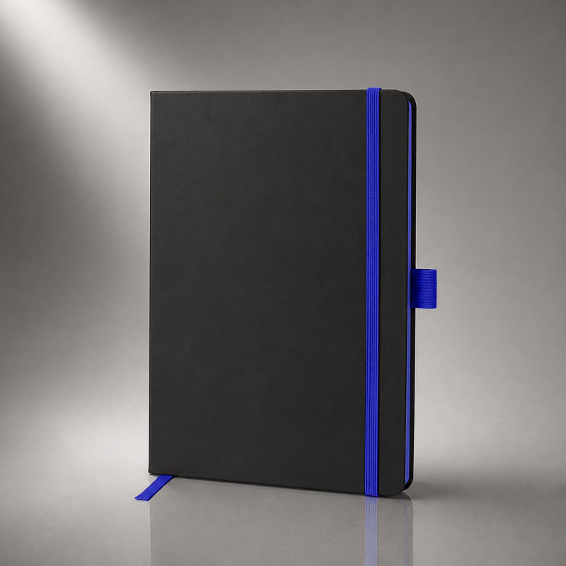 Блокнот "ColorNote Black", твердая обложка A5, 80 листов, черный с синим