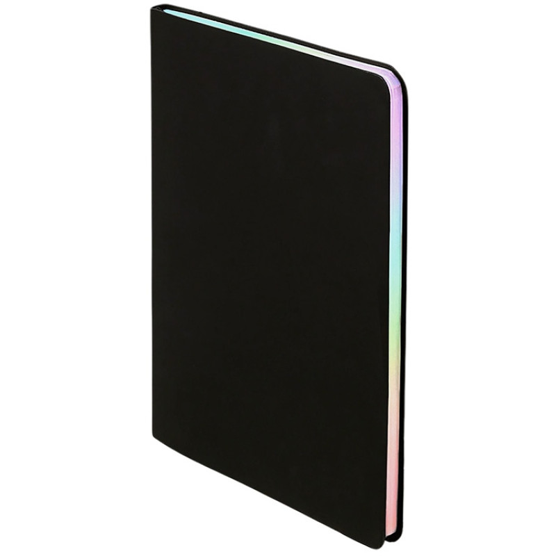 Блокнот А5 в гибкой обложке "Fellini" с голографическим срезом, черный