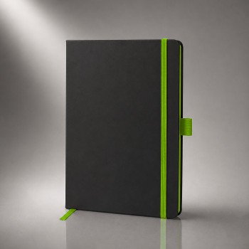 Блокнот "ColorNote Black", твердая обложка A5, 80 листов, черный с зеленым яблоком