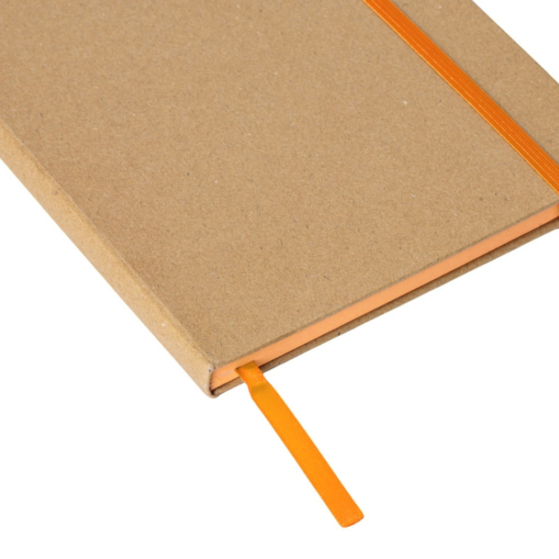 Блокнот A5 "Sevilia Color", твердая обложка из крафта, 80 листов, цветной срез и форзац, натуральный/оранжевый