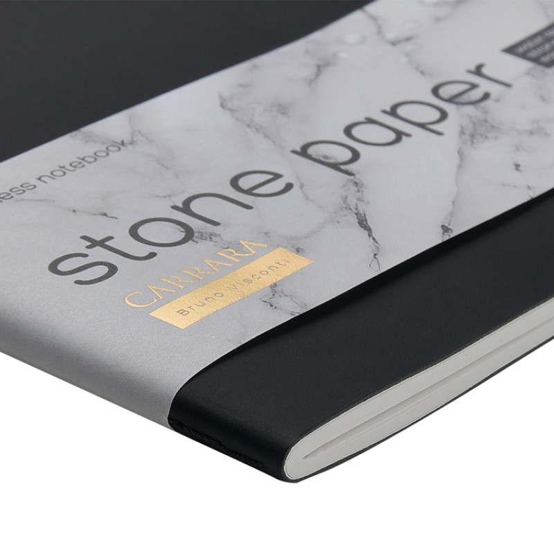 Тетрадь с каменной бумагой А5 "Carrara" 40 л., линейка, черный