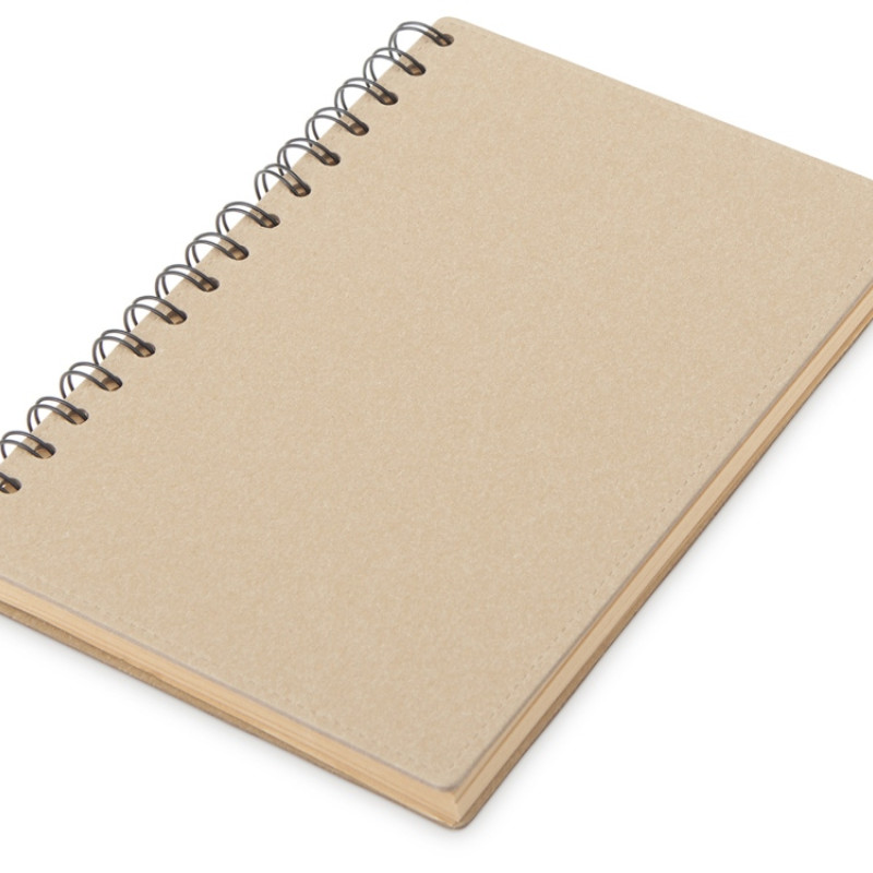 Блокнот на спирали в картонной обложке с переработанной бумагой "Mania", натуральный