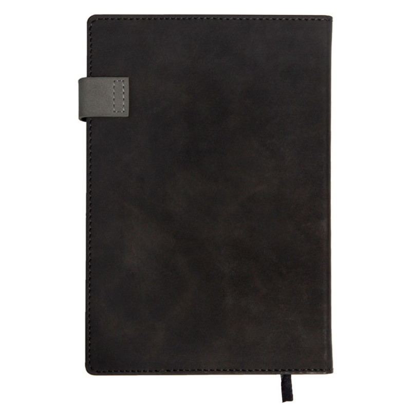 Бизнес блокнот А5 "Freya" с клапаном и карманом для визиток, твердая обложка, 128 листов, черный и свет