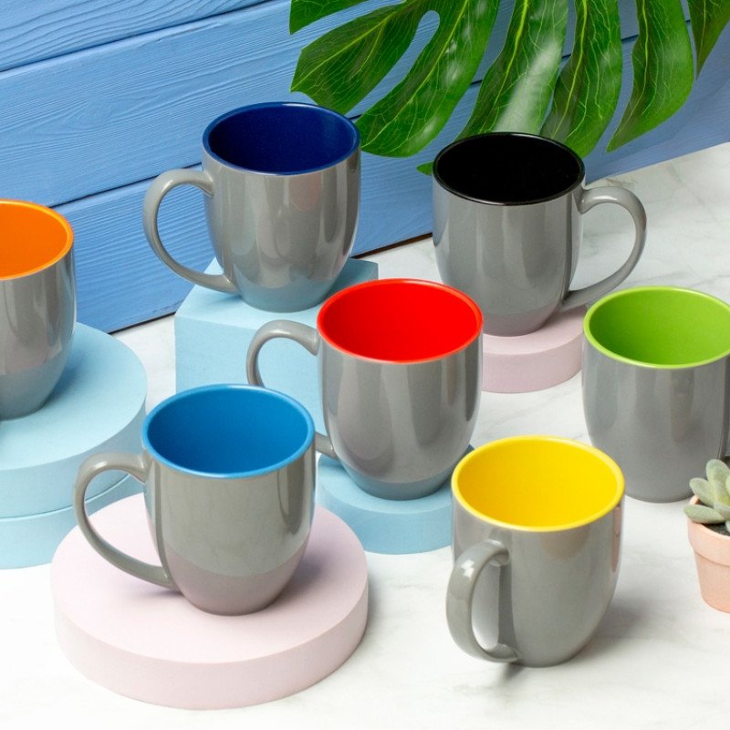 Кружка керамическая «Gracy» 450мл, серый/голубой