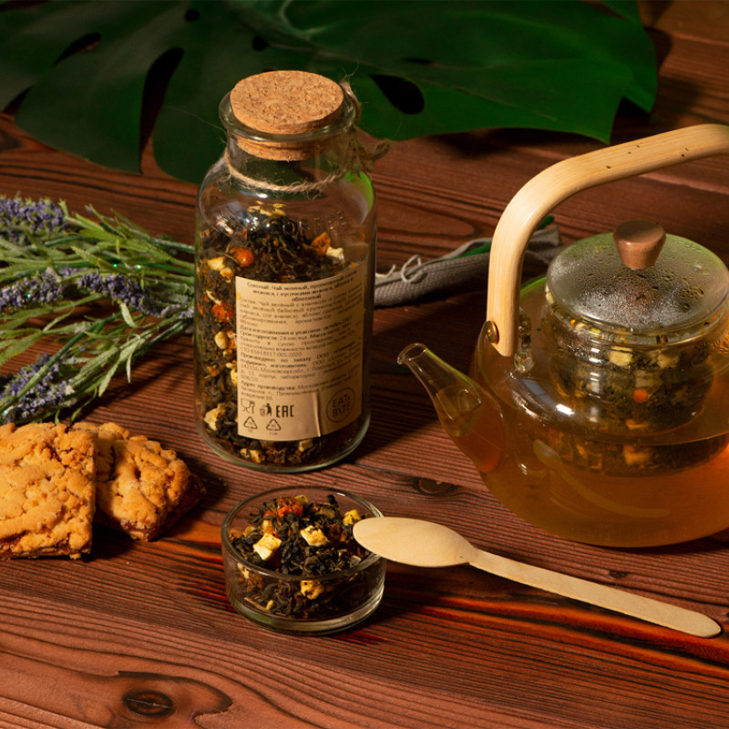 Чай зеленый, с соком ананаса и кусочками яблока/облепихи, 140г