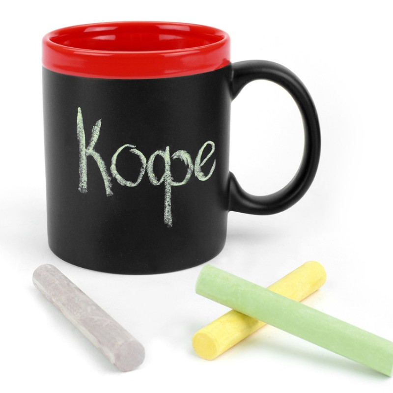 Кружка с покрытием для рисования мелом «Да Винчи», черный/красный