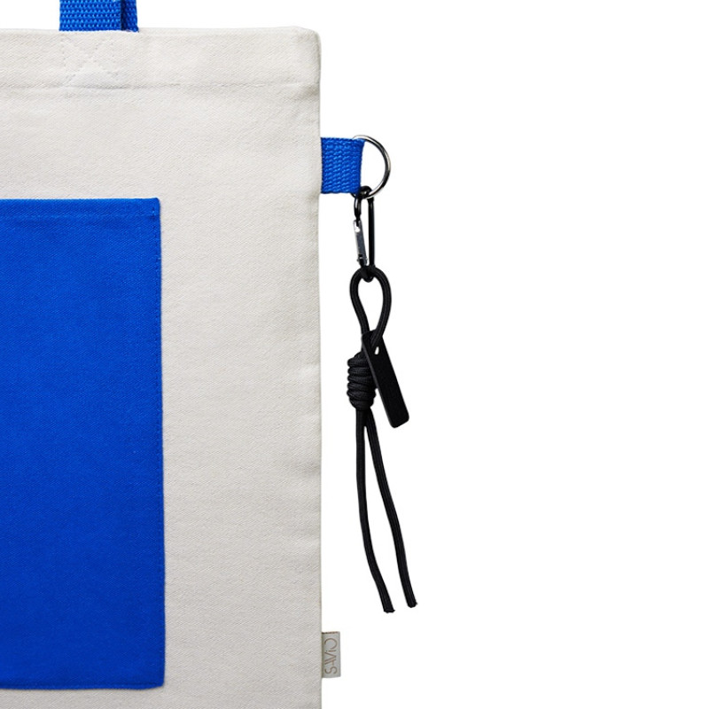 Сумка для покупокTopiс из переработанных материалов с наружным цветным карманом, синий