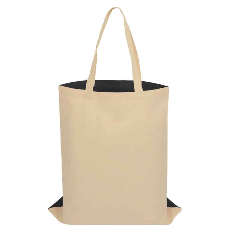 Сумка для шопинга Twin двухцветная из хлопка, 180 г/м2, черный/натуальный