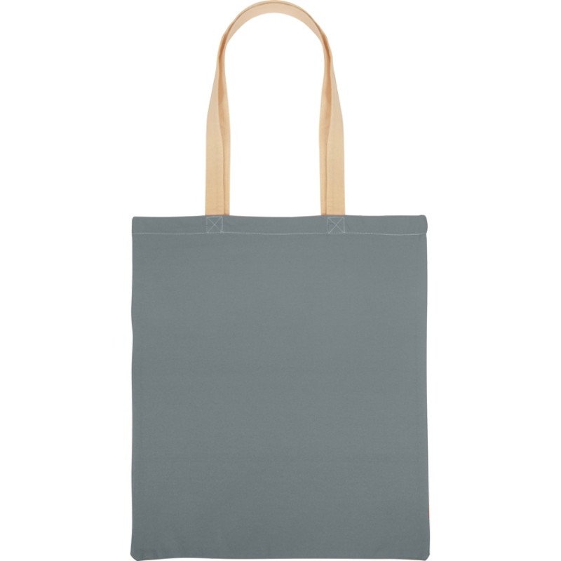 Сумка для шопинга Twin двухцветная из хлопка, 180 г/м2, серый/натуральный