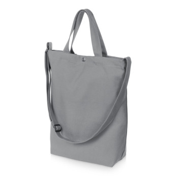 Сумка Helfer из хлопка на кнопке с регулирующейся лямкой, серый