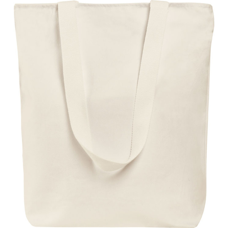 Сумка на молнии Zipper из хлопка 280 г c карманом на молнии спереди, натуральный