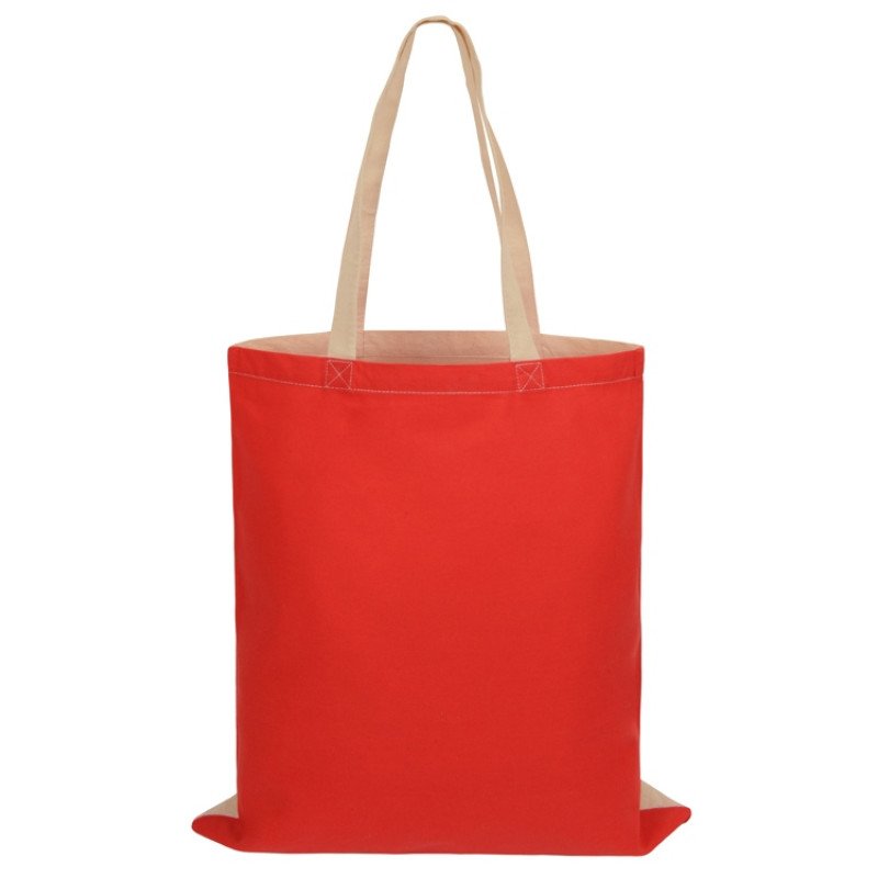 Сумка для шопинга Twin двухцветная из хлопка, 180 г/м2, красный/натуральный Сумка для шопинга Twin двухцветная из хлопка, 180 г/м2, красный/натуральный