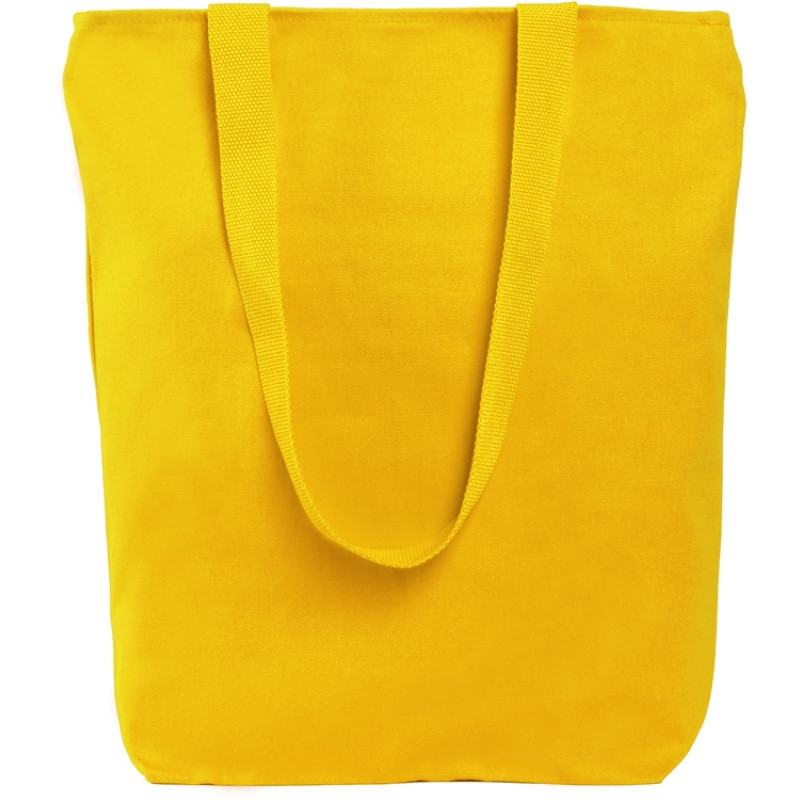 Сумка на молнии Zipper из хлопка 280 г c карманом на молнии спереди, желтый