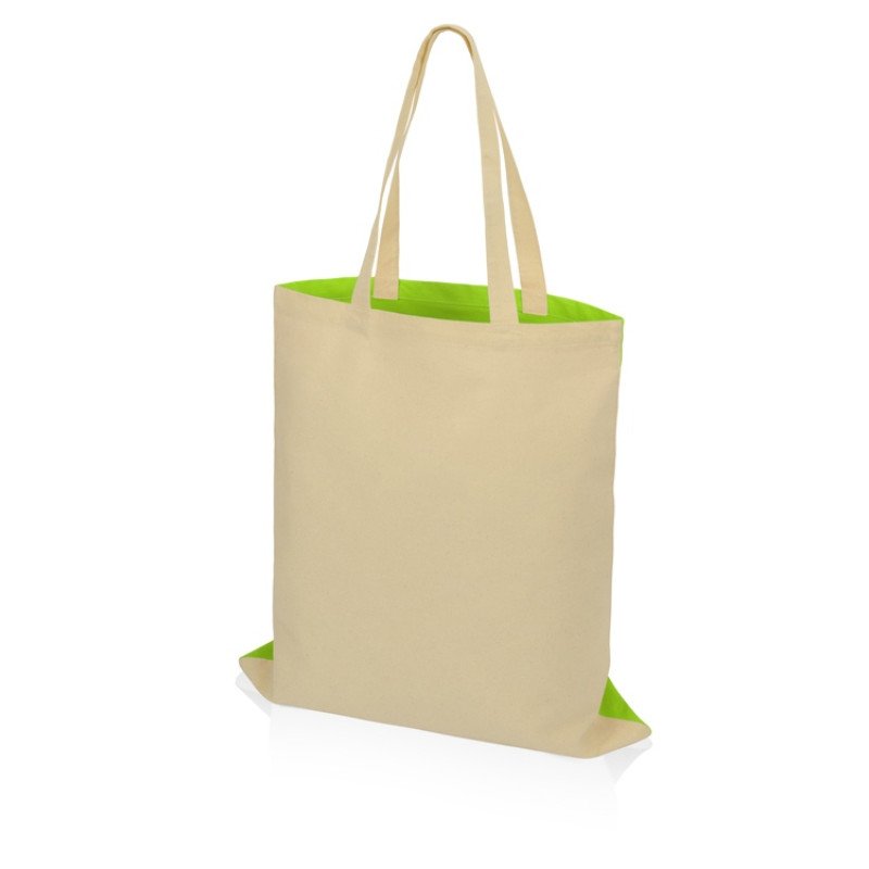 Сумка для шопинга Twin двухцветная из хлопка, 180 г/м2, зеленое яблоко/натуральный Сумка для шопинга Twin двухцветная из хлопка, 180 г/м2, зеленое яблоко/натуральный