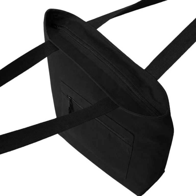 Сумка на молнии Zipper  Neo из хлопка 280 г c карманом на молнии спереди, черный