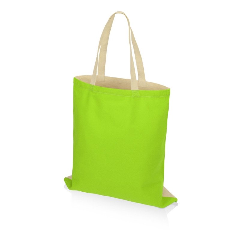 Сумка для шопинга Twin двухцветная из хлопка, 180 г/м2, зеленое яблоко/натуральный Сумка для шопинга Twin двухцветная из хлопка, 180 г/м2, зеленое яблоко/натуральный