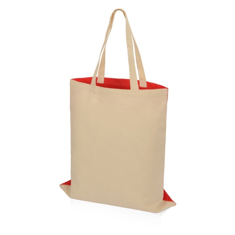 Сумка для шопинга Twin двухцветная из хлопка, 180 г/м2, красный/натуральный Сумка для шопинга Twin двухцветная из хлопка, 180 г/м2, красный/натуральный