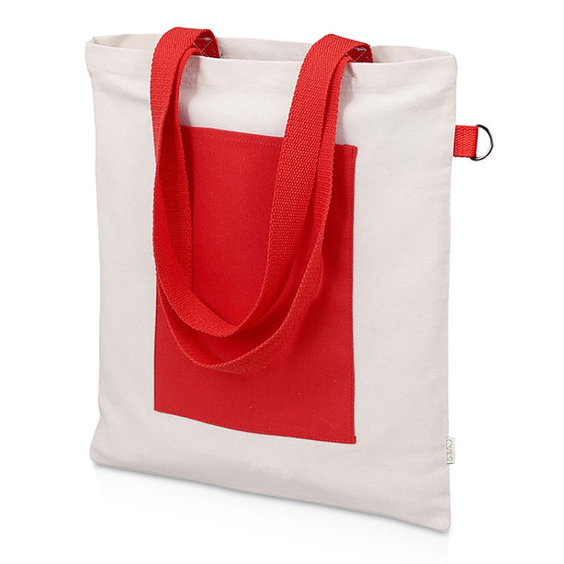 Сумка для покупокTopiс из переработанных материалов с наружным цветным карманом, красный