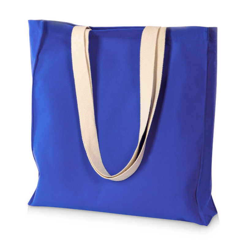 Сумка Donny из хлопка с донной складкой и парусиновыми ручками, синий