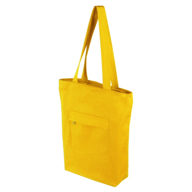 Сумка на молнии Zipper из хлопка 280 г c карманом на молнии спереди, желтый