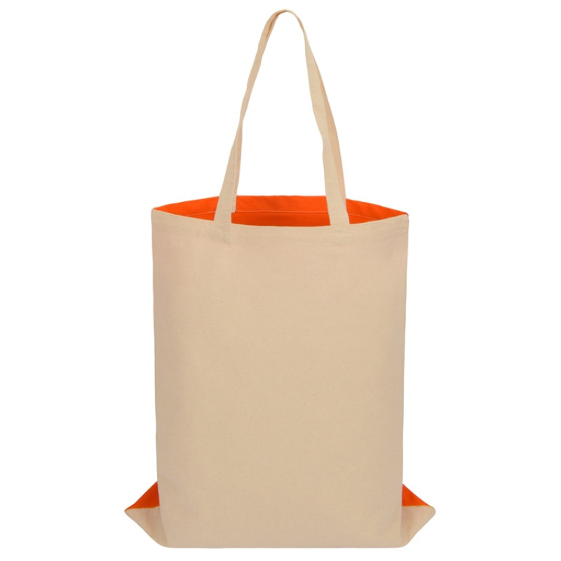 Сумка для шопинга Twin двухцветная из хлопка, 180 г/м2, оранжевый/натуральный
