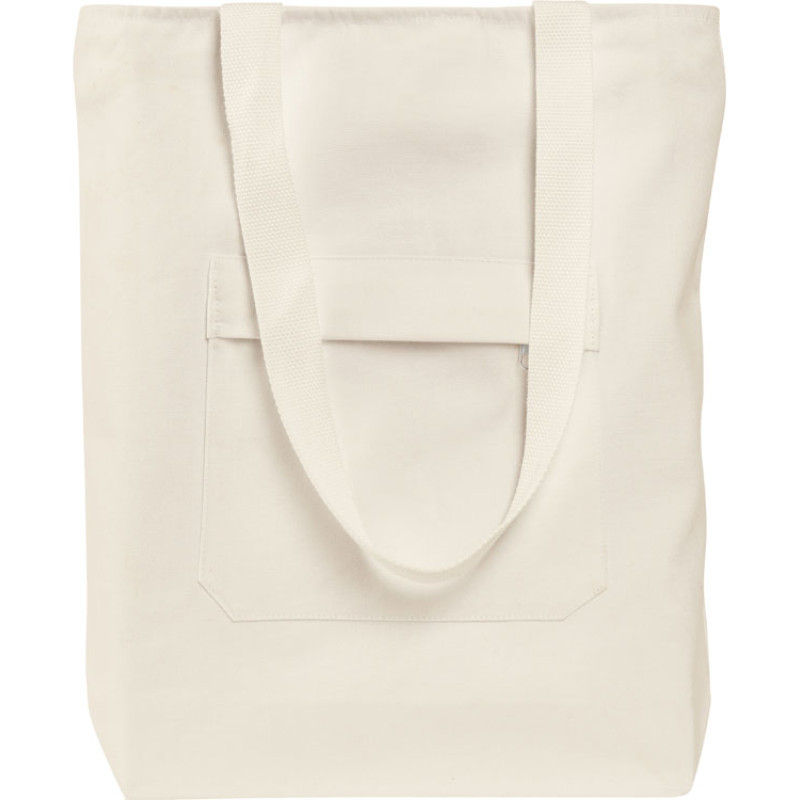 Сумка на молнии Zipper из хлопка 280 г c карманом на молнии спереди, натуральный