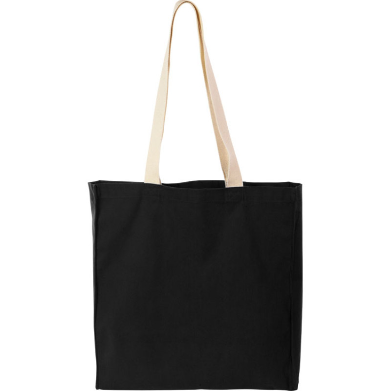 Сумка Donny из хлопка с донной складкой и парусиновыми ручками, черный