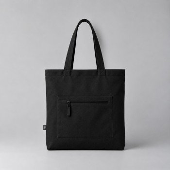 Сумка на молнии Zipper Neo из хлопка 280 г c карманом на молнии спереди, черный