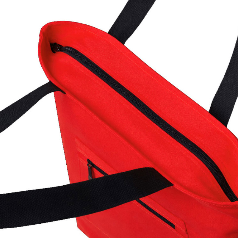 Сумка на молнии Zipper  Neo из хлопка 280 г c карманом на молнии спереди, красный