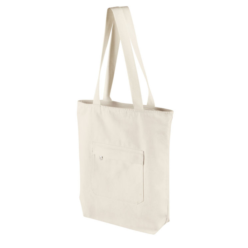 Сумка на молнии Zipper из хлопка 280 г c карманом на молнии спереди, натуральный