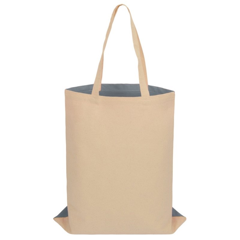 Сумка для шопинга Twin двухцветная из хлопка, 180 г/м2, серый/натуральный